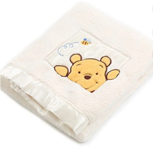 Danica Soft Coral Fleece Baby Blanket, Cute Animal Pattern, 40" X 30" Cozy, Comfortable & Warm (Ivory Winnie The Pooh B)