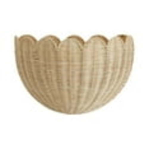 Scalloped Wall Basket-16" x 10" x 7"In, Handwoven Wicker Wall-Mounted Organizer, Wall-Mounted Wicker Basket, Suitable for Home Decoration, and Flower Decoration, Storage