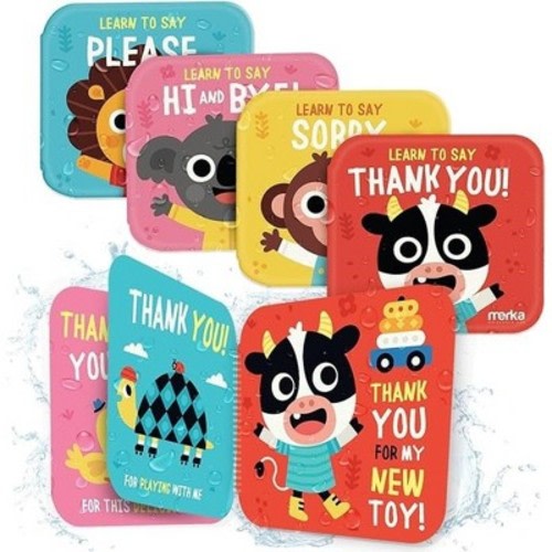 Merka Baby Bath Books for Toddlers - 4 Floatable Waterproof Plastic Books