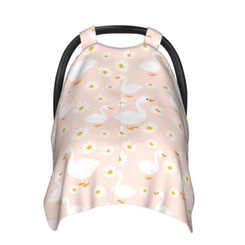Car Seat Cover Baby, Daisy Cute Duck Pink Baby Car Seat Cover for Baby Boys Girls Newborn , Infant Car Seat Canopy Cover Nursing Breastfeeding Cover Warm Blanket