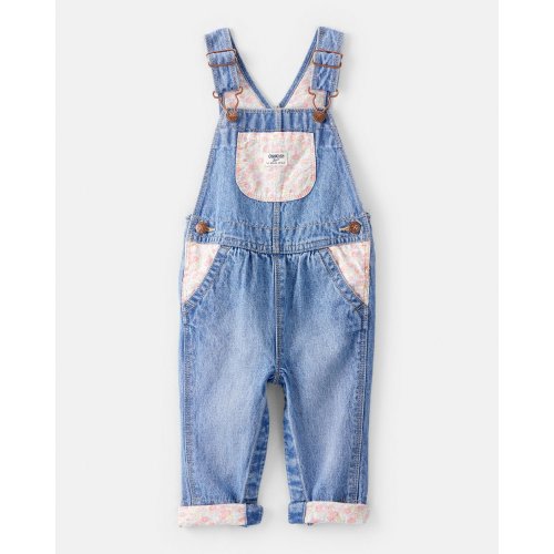 Baby Girl Floral Patchwork Denim Overalls - Blue - OshKosh B'gosh | Carter's