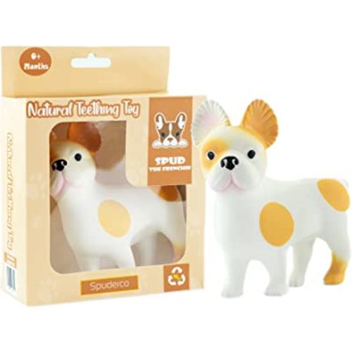Spud The Frenchie Baby Teething Toys - Teether for Babies 0-12 Months - Baby Teething Relief - Chew and Teething Toys for Babies 6-12 Months - 100% Natural Rubber Baby Toys