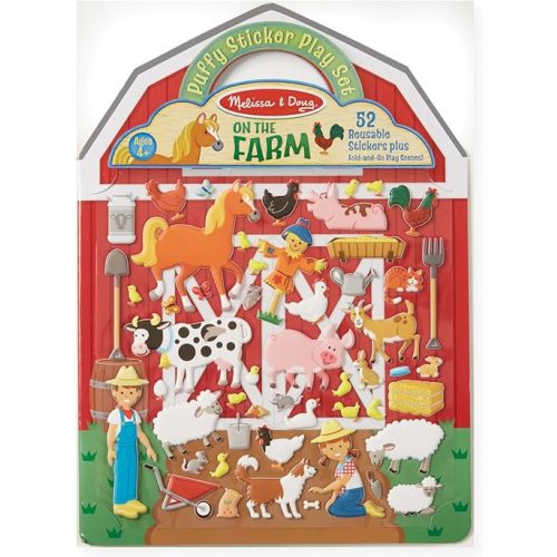 Melissa & Doug Puffy Sticker Play Set - On The Farm - 52 Reusable Stickers, 2 Fold-Out Scenes - FSC Certified