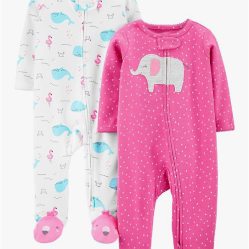 Simple Joys by Carter's Baby Girls' Cotton Footed Sleep and Play, Pack of 2