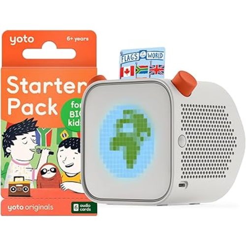 YOTO Player (3rd Gen.) + Starter Pack for Big Kids Bundle – Kids Bluetooth Audio Speaker, All-in-1 Screen-Free Device for Stories Music Podcasts Radio White Noise Thermometer Nightlight