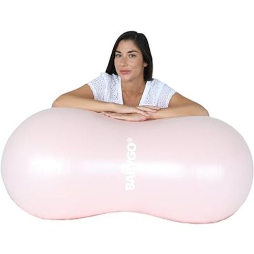 BABYGO® Peanut Ball for Labor Birth Pregnancy Exercise | Birthing Ball Maternity Labor Exercise Book & Foot Pump Included | Anti Burst
