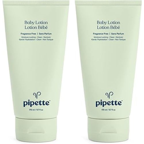 Pipette New & Improved Formula Baby Lotion, Hydration, Natural Moisture of Baby's Delicate Skin, Renewable Plant-Derived Squalane, Fragrance-Free Lotion, 6 fl. oz (Pack of 2)
