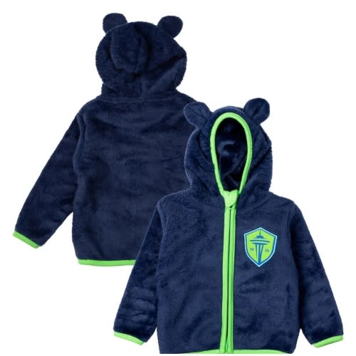 1-2T Toddler Seattle Sounders FC Sport Design Sweden Navy Tie-Breaker Teddy Full-Zip Hoodie
