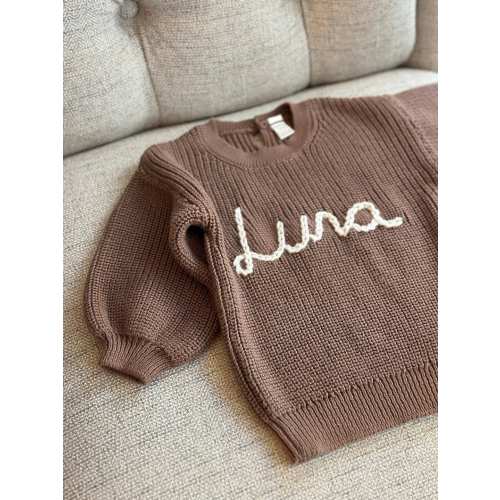 Custom Name Baby Sweater, Embroidered Children Sweatshirt, Customized Baby Gift, Newborn Gift, Baby Sweater with Name, Knitted Baby Outfit