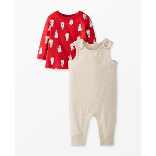 Baby Holiday French Terry Overalls & Long Sleeve T-Shirt Set | Hanna Andersson