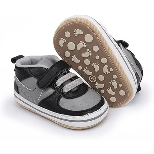 Clowora Unsex Baby Shoes Boys Girls Infant Sneakers Non-Slip Soft Rubber Sole Toddler Crib First Walker Lightweight Shoes