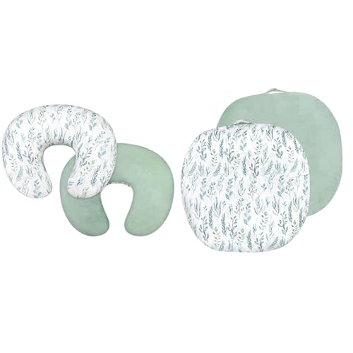 DILIMI Nursing Pillow Cover, Soft Stretchy Nursing Covers for Breastfeeding Pillows, Reversible Removable Slipover for Baby Boy and Girls, Green Leaf