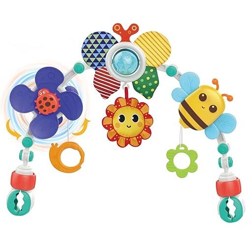 HANMUN Baby Stroller Arch Toy, Infant Car Seat Toys Mobile for Baby, Crib Bouncer Bassinet Toys, Newborns Sensory Activity Pram Toy, Suitable for 0 1 2 3 Years Old Girls and Boys (Bee)