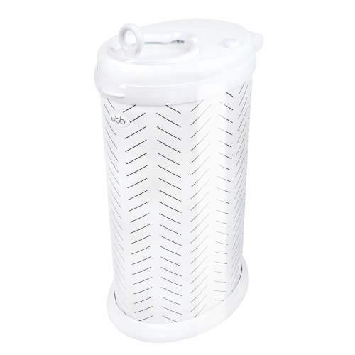 Ubbi Stainless Steel Diaper Pail, Odor Locking, No Special Bag Required, Award-Winning, Registry Must-Have, Herringbone