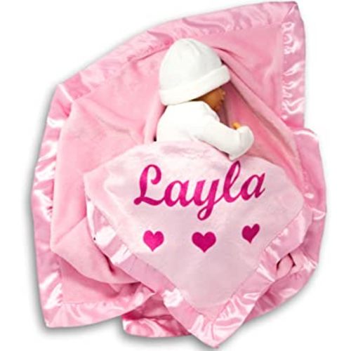 Custom Catch Personalized Baby Blanket for Girls - Pink - Newborn or Infant Gift with Name