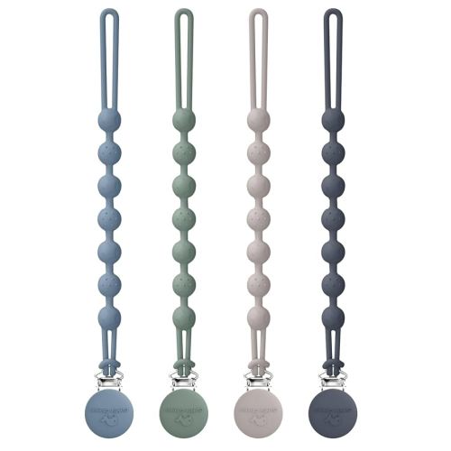 Cuddle Campus Silicone Pacifier Clip Holder with One Piece Design, Pack of 4 Soft Flexible Binky Clips with Texture for Baby Boy and Girl Set 6(0-6M)