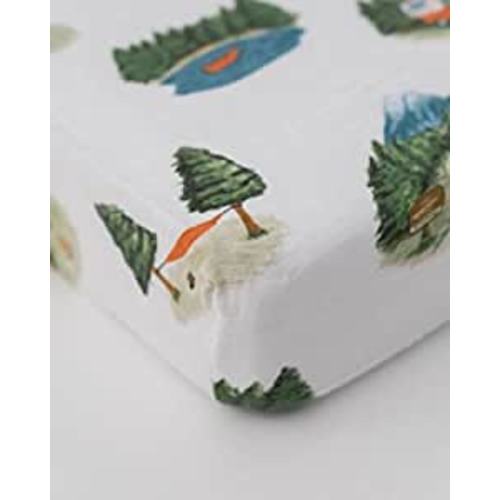 Little Unicorn – Happy Camper Fitted Crib Sheet | 100% Cotton Muslin | Super Soft | Sized for Standard Baby Crib & Toddler Mattress | Machine Washable | 52” x 28” x 9” : Baby