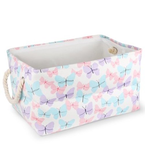 Freestanding Laundry Hamper, Collapsible Large Clothes Basket with Easy Carry Extended Handles for Clothes Toys in Bedroom, Bathroom(Butterfly)