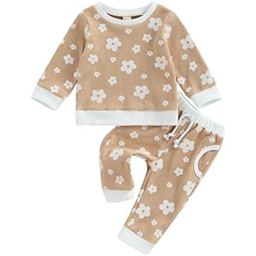 Toddler Baby Girl Fall Winter Clothes Newborn Infant Floral Pullover Sweatshirt T-Shirts+Pants 3PCS Outfits Set