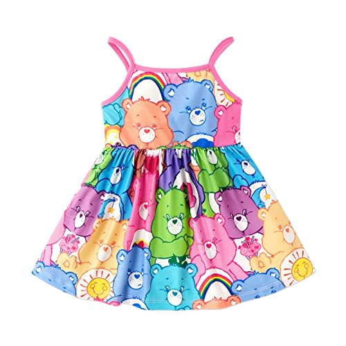 PATPAT Care Bears Girl Strap Dress Girl A Line Sundress Striped Cami Dress for Infant to Toddler