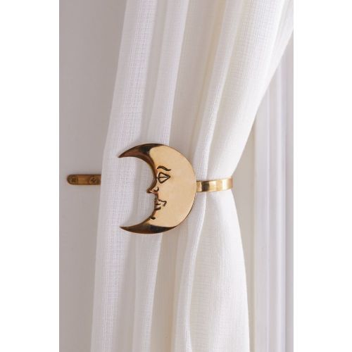 Crescent Moon Metal Curtain Tie-Back Set