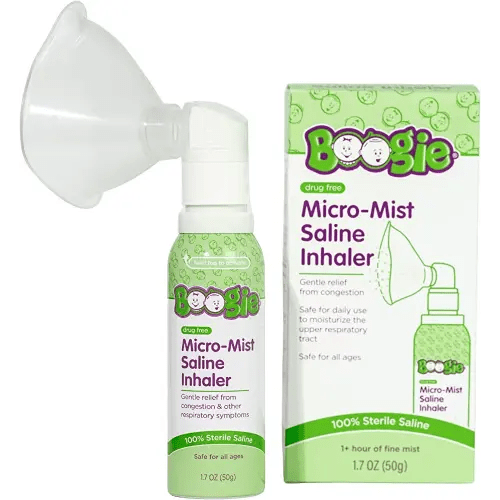 Boogie Micro-Mist Saline Inhaler, Baby Nose Congestion Relief, Nasal Spray for Kids, Pediatrician Recommended, HSA/FSA Eligible, 1.7oz Unscented - Pack of 1
