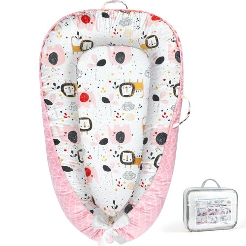 KISS GOLD Baby Lounger - Breathable Soft Cotton Cover Lounger Nest, Babies Essentials Gifts, Portable Infant Lounger for Baby Tummy Time Floor Playing Seated Support for Home and Travel