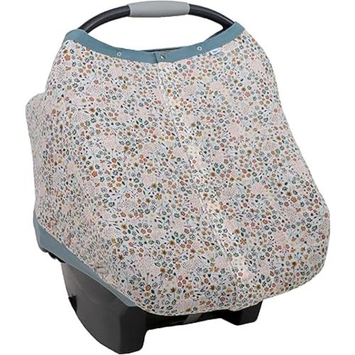 Little Unicorn Breathable Car Seat Canopy | Magnetic Closure Cover & Universal Fit | Protection & Privacy for Baby (Pressed Petals)