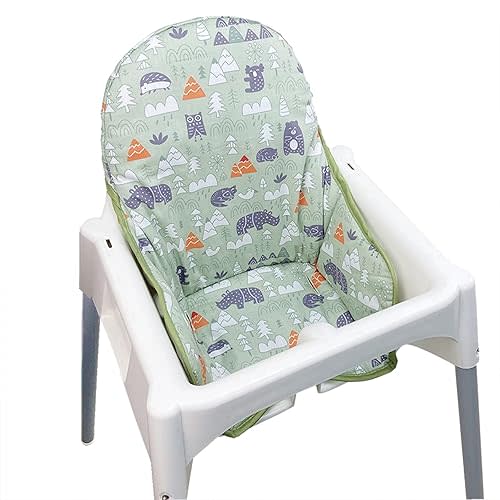 Cotton Seat Covers for IKEA Antilop Highchair, Padded, Forest Pattern Foldable Baby Highchair Cover for IKEA Child Chair Cushion (Green Forest)