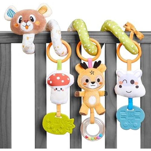 TUMAMA Cute Bear Spiral Car Seat Baby Toys for Newborn Baby 0 3 6 9 Months