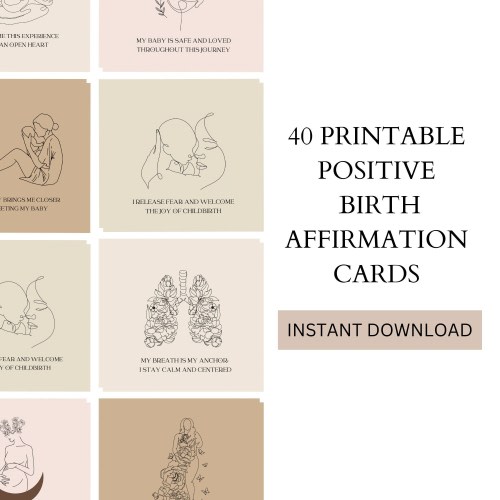 Printable Positive Birth Affirmation Cards, Baby Shower Gift, Pregnancy Quotes, Spiritual Pregnancy, Empowered Birth, Digital Download