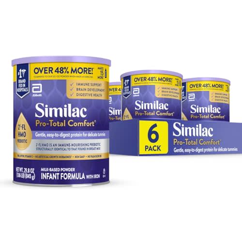 Similac Pro-Total Comfort Infant Formula with Iron, Gentle, Easy-to-Digest Formula, with 2'-FL HMO for Immune Support, Non-GMO, Baby Formula Powder, 29.8-oz Can, Pack of 6 - 29.8oz (6 Count)