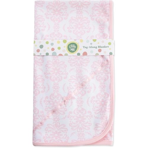 Little Me Blankets for Baby Girls' Damask Scroll Swaddling Receiving Blanket, 30 x 27 Inches