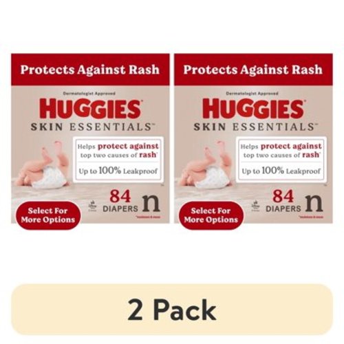 (2 pack) Huggies Skin Essentials Baby Diapers, Size Newborn (6-9 lbs), 84 Ct (Select for More Options)
