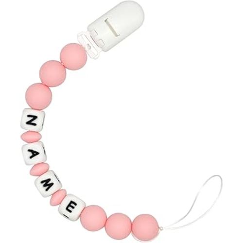 Personalized Name Pacifier Clip Pacifier Holder for Girls Boys (Pink)