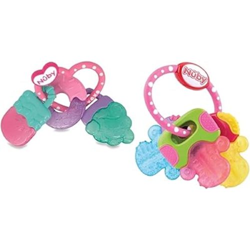 Nuby IcyBite Popsicle, Donut and Ice Cream Teether and Ice Gel Teether Keys - 3+ Months