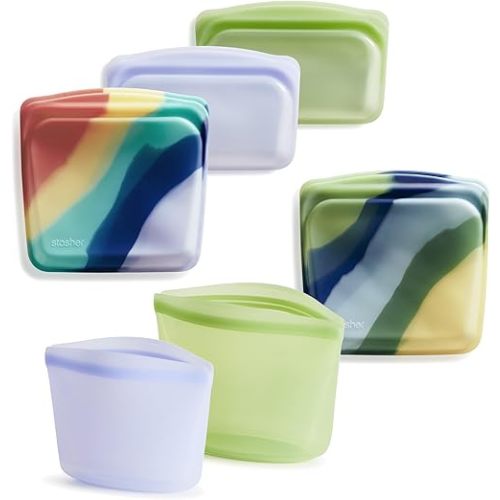 Stasher Premium Silicone Reusable Food Storage Bags, 6-Pack