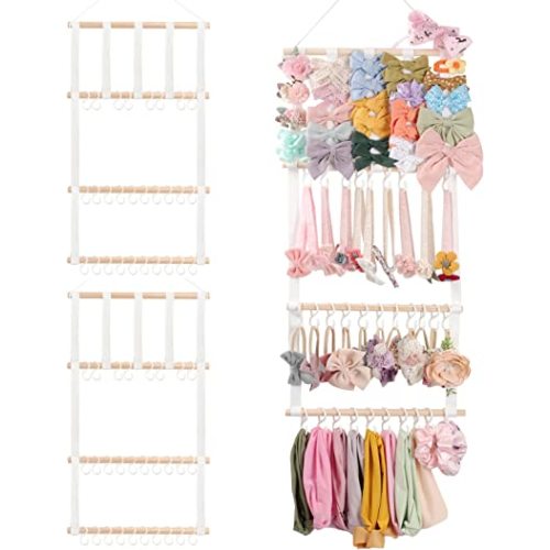 POVETIRE Headband Holder Hair Bows Organizer for Girls, Baby Headbands Hair Accessories Organizer Storage Wall Hanging Decor for Toddler Girls Room