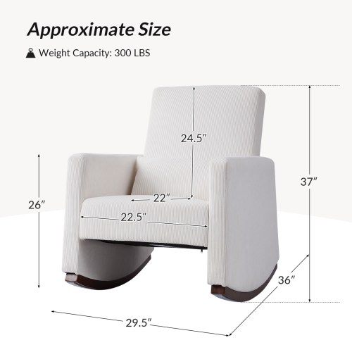 Julia 29.5"W Modern Solid Wood Nursery Rocking Chair with Lumbar Pillow by HULALA HOME