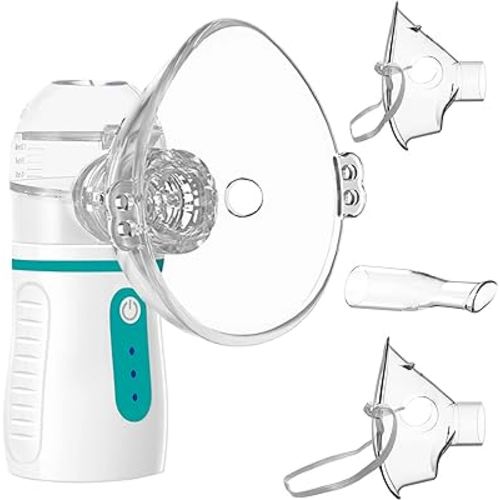Portable Nebulizer with 3 Adjustable Speed, for Adults and Kids, Handheld Nebulizer for Breathing Problems, with Automatic-Cleaning, Laser Ultrafine Mesh Making, Effective for Home use