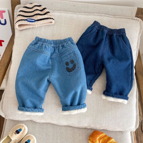 Baby Toddler Smile Face Thermal Jeans
