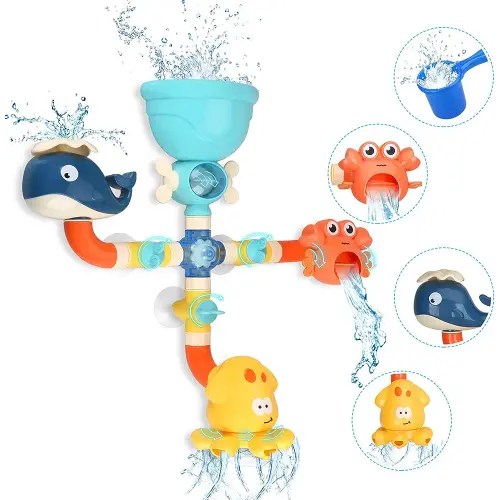 Bath Toys Bathtub Toy for Toddlers Age 2-4 Kids Bath Pipes Toys for 2 3 4 5 Years Boys and Girls Tub Water Toys with Color Box Birthday Gift