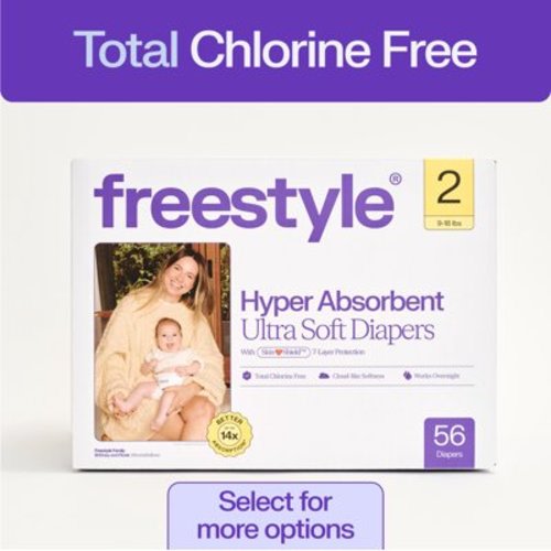 Freestyle Hyper Absorbent Ultra Soft Baby Diapers, Size 2, 56 Count (Select for More)