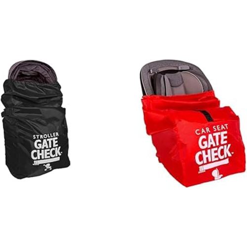 J.L. Childress Gate Check Bag for Single & Double Strollers - Stroller Bag & Gate Check Bag - Air Travel Bag - Fits Convertible Car Seats, Infant carriers & Booster Seats, Red