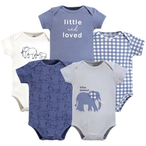 Touched by Nature Unisex Baby Organic Cotton Bodysuits, Blue Peanut, Newborn