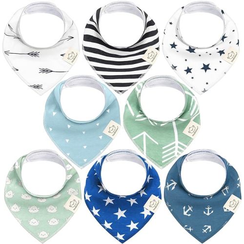 KeaBabies 8-Pack Organic Baby Bandana Drool Bibs for Boys Girls - Soft Cotton Drooling & Teething Bibs for Infants, Toddlers, Super Absorbent Cotton Bandana Bibs for Baby Boy & Girl (Adventurer)