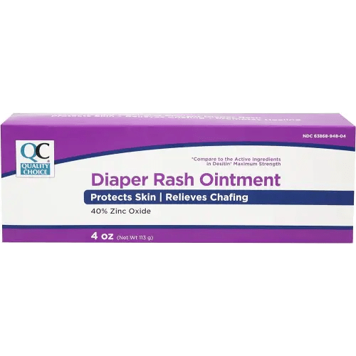 Quality Choice Diaper Rash Ointment, Skin Protection and Chafing Relief, Diaper Rash Treatment, 40% Zinc Oxide Promotes Healing, 4 Ounce Tube