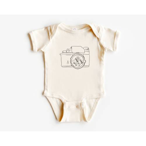 Camera, Mountain Infant Bodysuit | Photography Lover | Baby Shower Gift | Wilderness, Outdoor | Pregnanancy Announcement | Gender Neutral