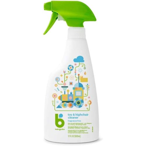 Babyganics Toy & Highchair Cleaner Spray, Fragrance Free, 17oz Spray Bottle