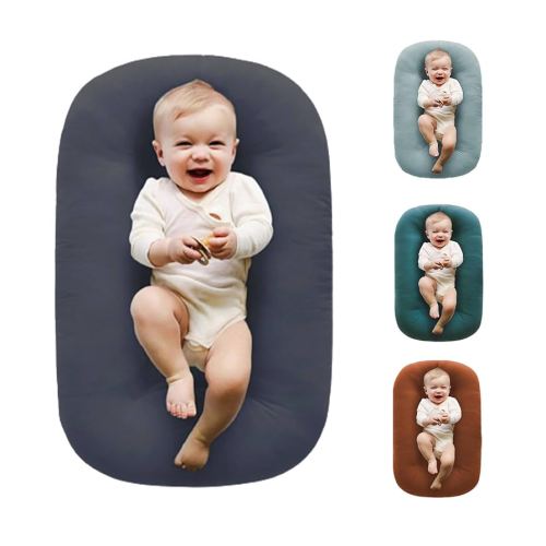 Baby Lounger Pillow,Loevin Baby Lounger Pillow for Newborn Cosleeping for Baby in Bed,Newborn Lounger Baby Nest for Boys & Girls 0-12 Months-Dark Gray